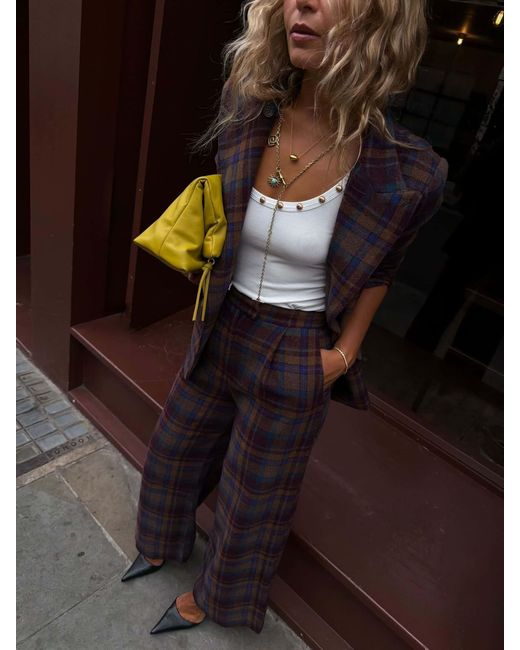 Never Fully Dressed Brown Wool Check Blazer