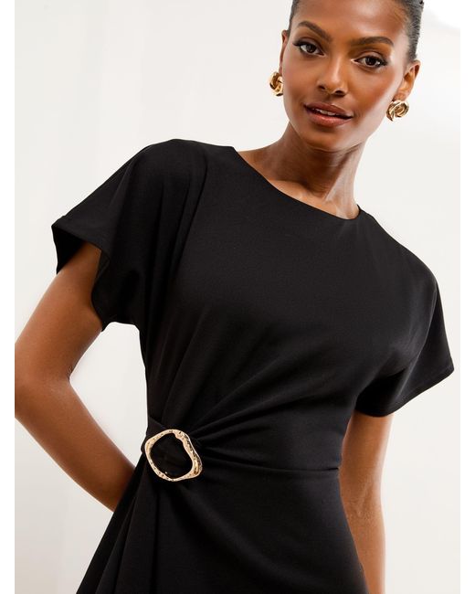 Lipsy Black Hardware Detail Mini Skater Dress