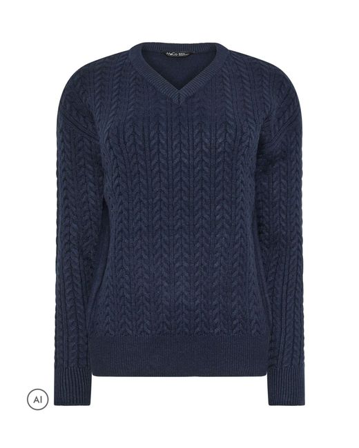 M Com Blue V-Neck Mini Cable Jumper