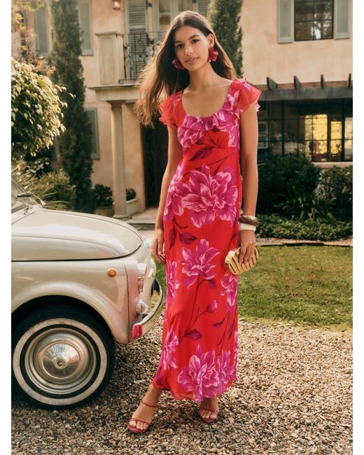 Friends Like These Women's Chiffon Frill Sleeve Ruffle Maxi Dress Friends Like These Women's Chiffon Frill Sleeve Ruffle Maxi Dress