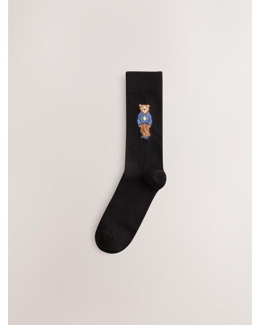 Next Black Jaquard Animal Pattern Socks 5 Pack for men
