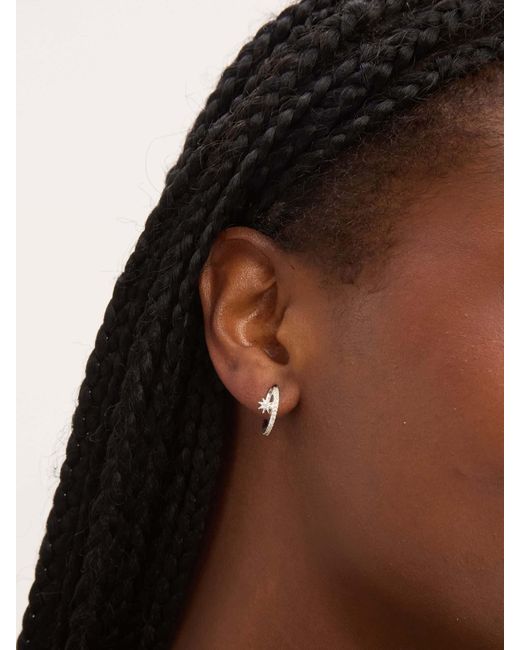 Simply Silver White Cubic Zirconia Double Row Celestial Hoop Earrings