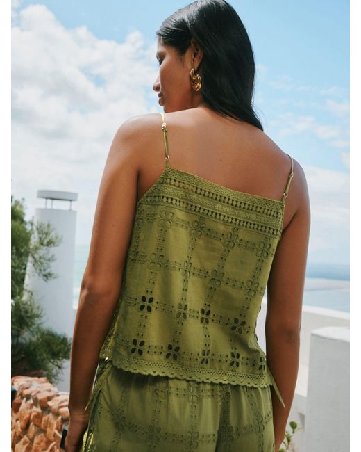 Next Green Broderie Square Cami Top