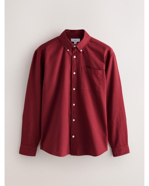 Next Red Soft Touch Oxford Long Sleeve Shirt for men