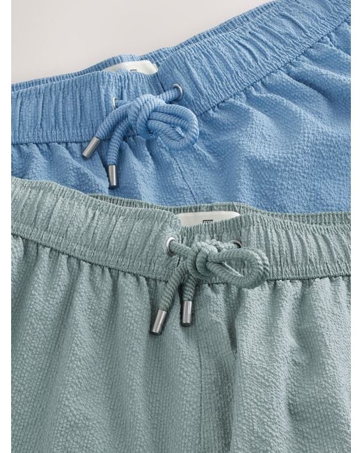 Next Blue Seersucker Swim Shorts for men