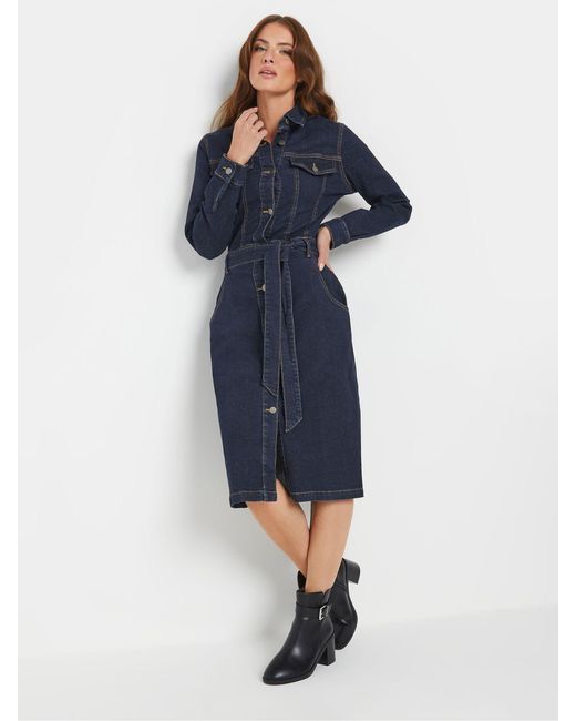 M Com Blue Denim Shirt Dress