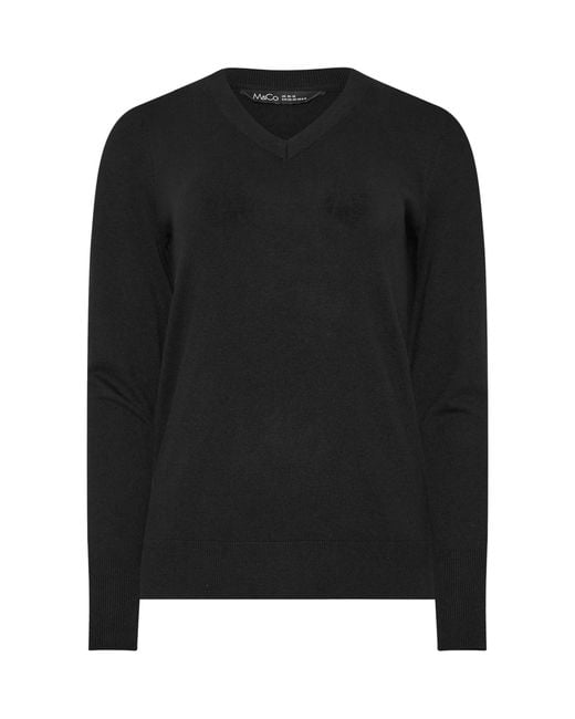 M Com Black V-Neck Jumper