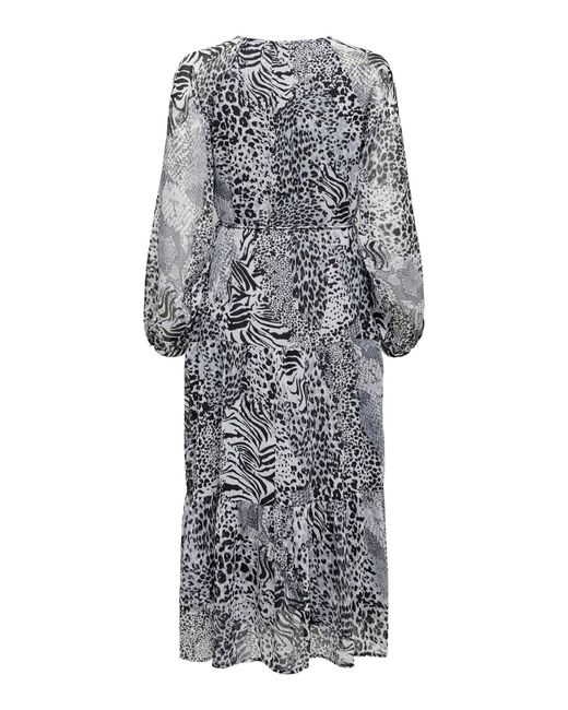 ONLY Gray Animal Leopard Snake Print Midi Dress36