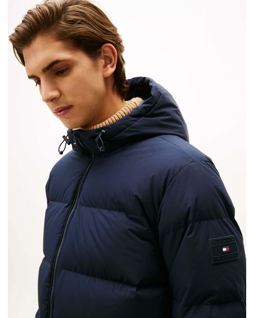 Tommy Hilfiger Blue Water Repellent Down Hooded Puffer Jacket for men