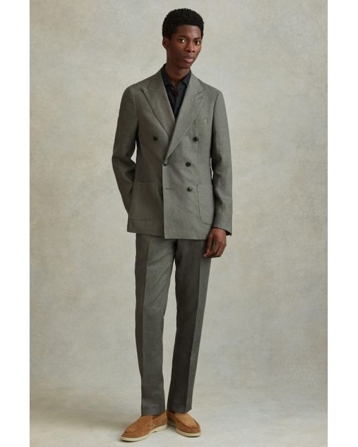 Reiss Halgas Zweireihiger Blazer Aus Leinen in Green für Herren