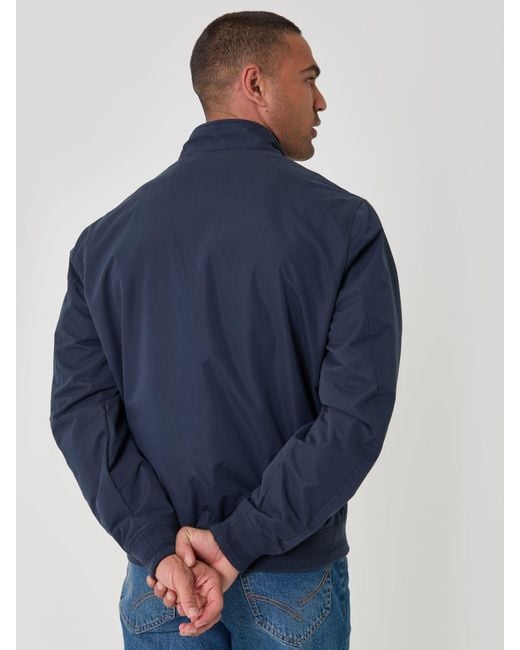 Threadbare Blue Showerproof Microfibre Harrington Jacket for men