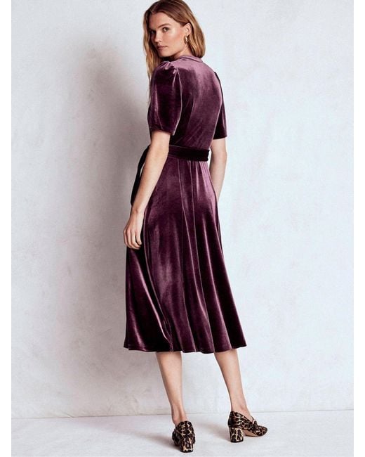 Boden Purple Kate Velvet Shirt Dress
