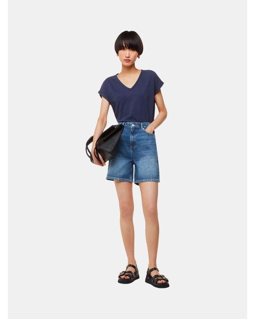 Whistles Blue Willa T-Shirt Mit Flügelärmeln Und V-Ausschnitt, Blaux-Small