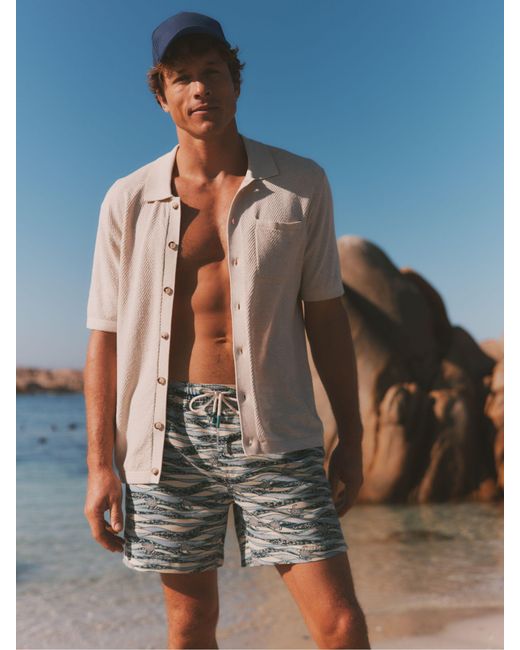 FatFace Green Fatface Turtle Stripe Swim Short for men