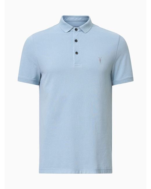 AllSaints Men's Blue Allsaints Reform Short Sleeve Polo Shirt