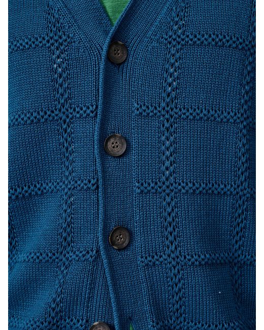 aubi Blue Rainham Checked Cardigan for men