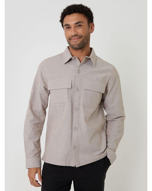 Threadbare Natural Linen Blend Lightweight Shacket for men