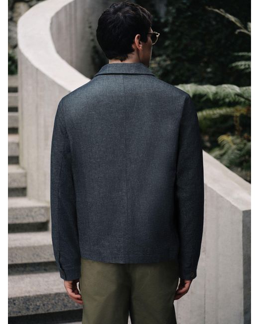 Next Blue Textured Chore Jacket for men