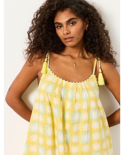 FatFace Yellow Fatface Bea Tassel Tie Strap Maxi Dress
