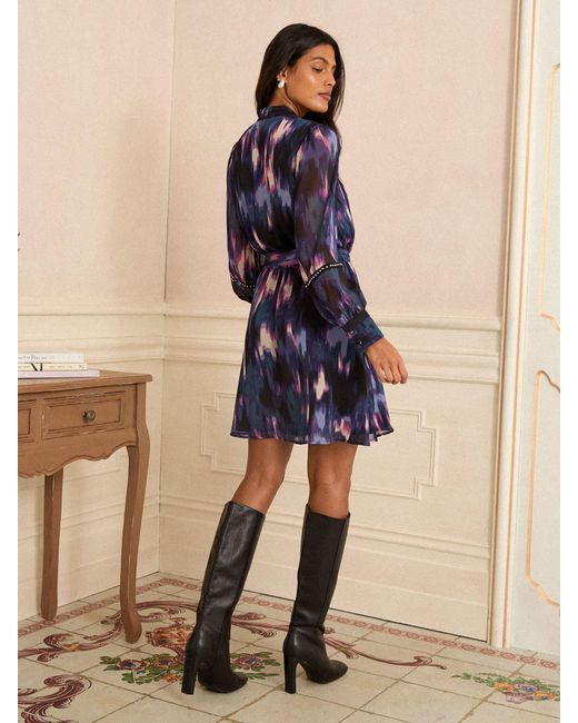 Love & Roses Blue Notch Neck Mini Dress