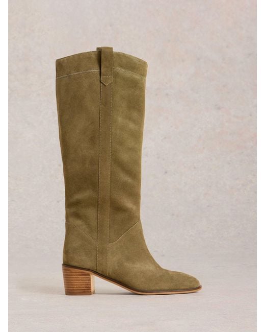 White Stuff Green Izzy Suede Knee High Boots
