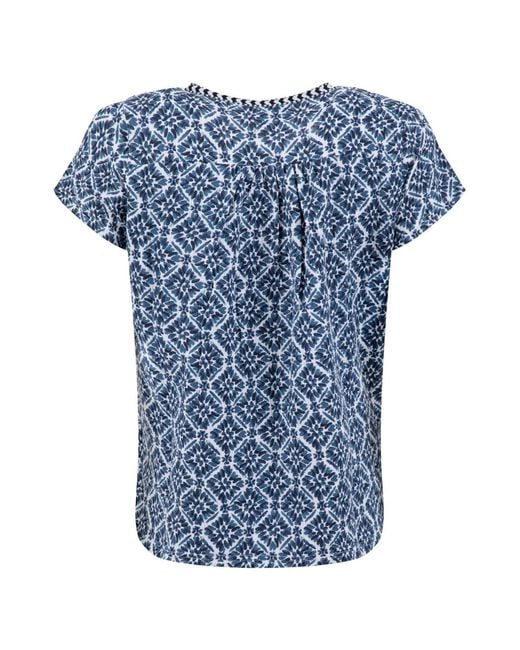 Weird Fish Blue Sofia Printed Cheesecloth Blouse