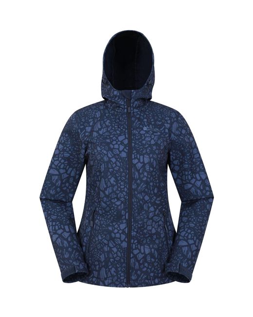 Mountain Warehouse Blue Exodus Printed Water Resistant Softshell Jacket