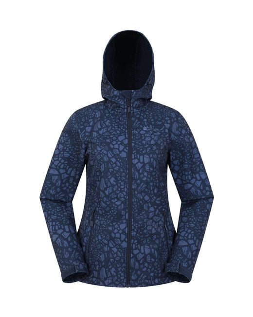 Mountain Warehouse Blue Exodus Printed Water Resistant Softshell Jacket