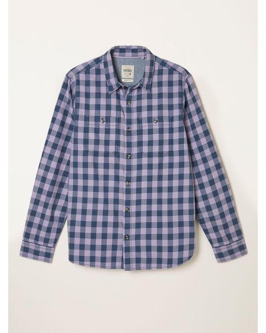 FatFace Blue Fatface Thursby Long Sleeve Relaxed Fit Gingham Shirt for men