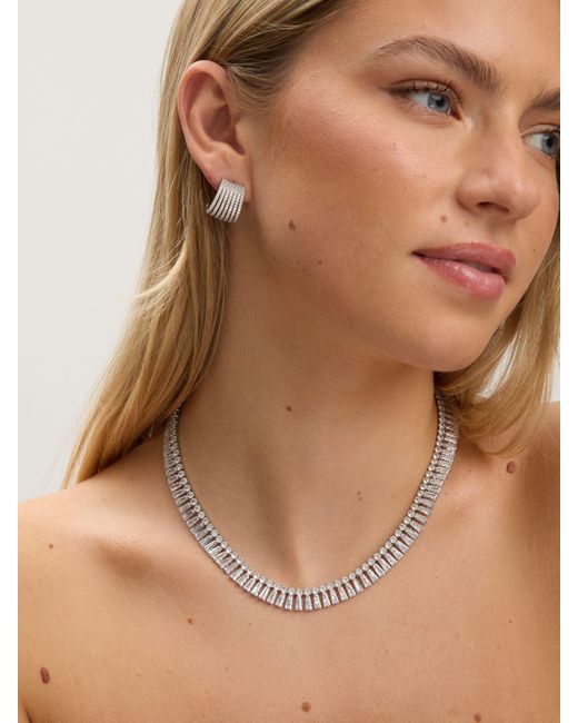 Jon Richard Metallic Cubic Zirconia Multirow Hoop Earrings