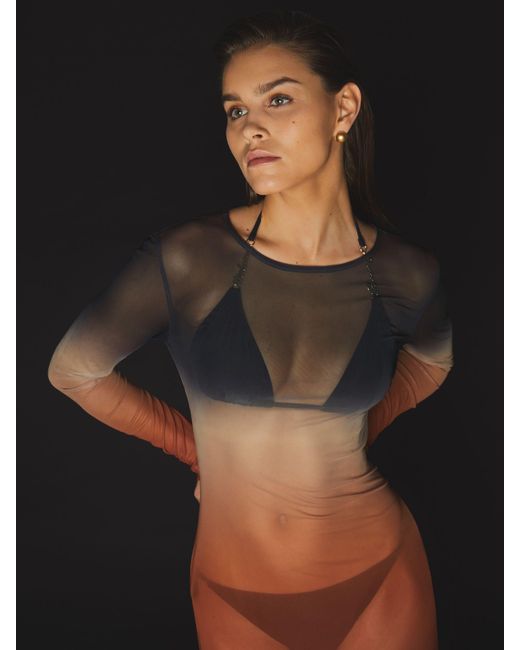 Reiss Multicolor Sienna Mclaren F1 Team Ombré Mesh Maxi Dress