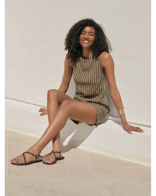 Threadbare Brown Stripe Shell Top