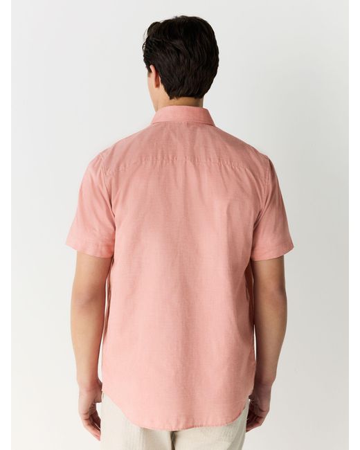 Next Pink Regular Fit Short Sleeve Easy Iron Button Down Oxford Shirt for men