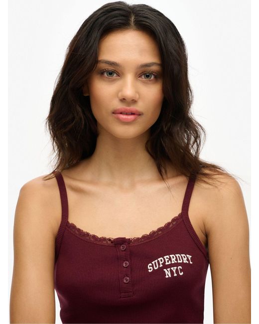 Superdry Purple Athletic Essential Button Cami