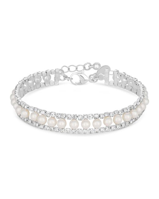 Jon Richard White Tone Pearl And Crystal Bracelet