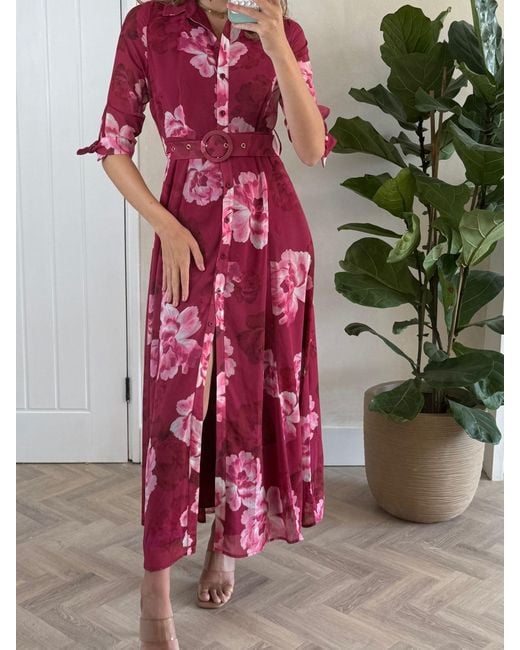 Style Cheat Multicolor Daphne Belted Shirt Dress