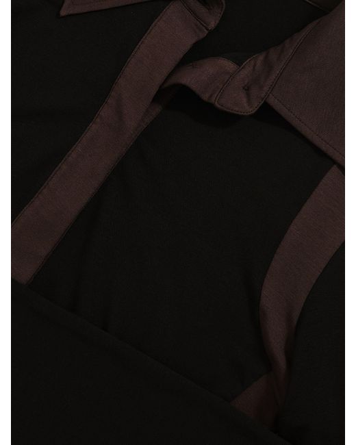 Reiss Black Chocolate Jersey Colour-Block Collared Shirt