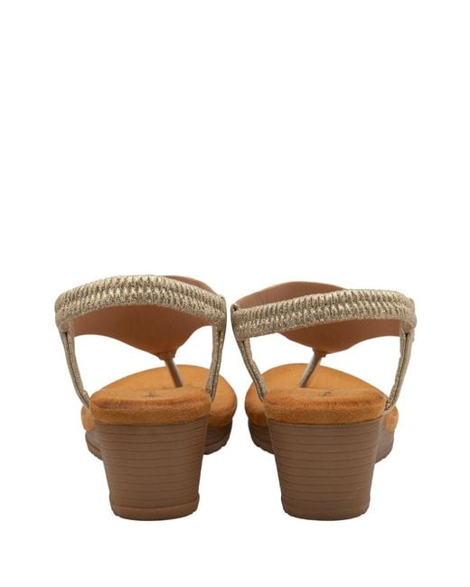 Dunlop White Toe-Post Wedge Elasticated Sandals