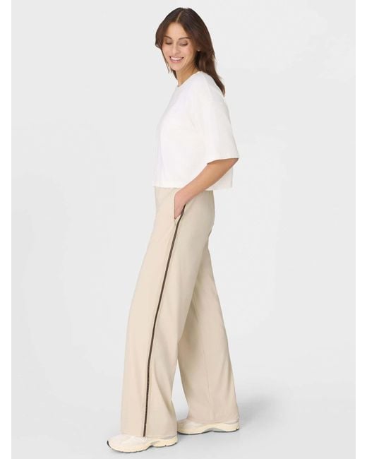 Sweaty Betty Natural 32 Inch Inside Seam Explorer Side Stripe Wide Leg 32 Trousers