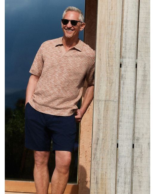 Next Blue Slim Fit Smart Seersucker Textured Shorts With Side Adjusters for men