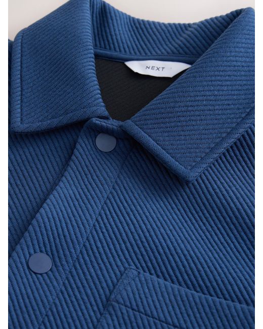 Next Blue Diagonal Texture Jersey Shacket for men