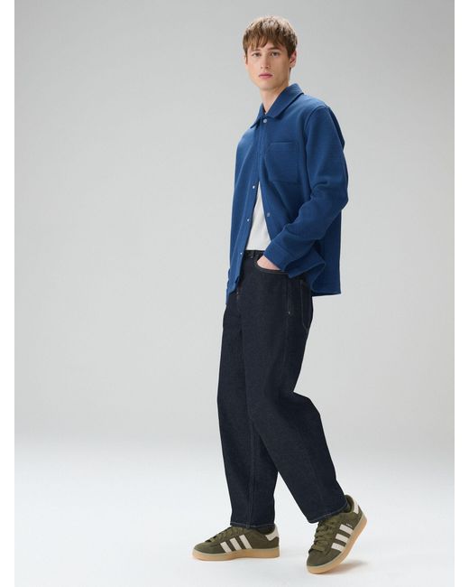 Next Blue Diagonal Texture Jersey Shacket for men