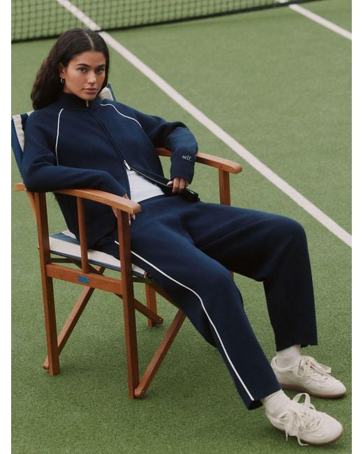 Self Blue Full Zip Knitted Track Top
