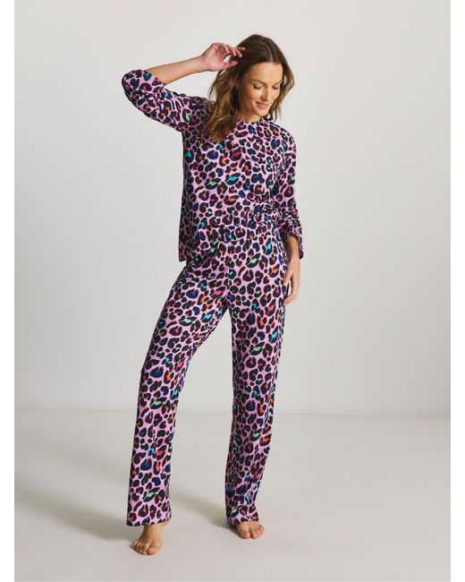 Simply Be Purple Pretty Secrets Value Leopard Pyjamas Set