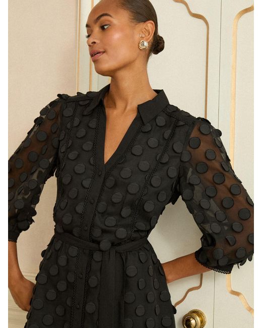 Love & Roses Natural 3D Spot Mini Shirt Dress