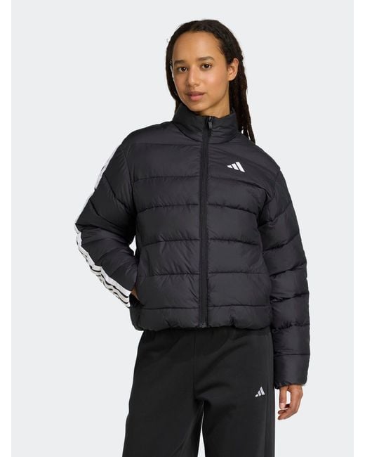 Adidas Black Essentials 3-Stripes Synthetic Down Jacket