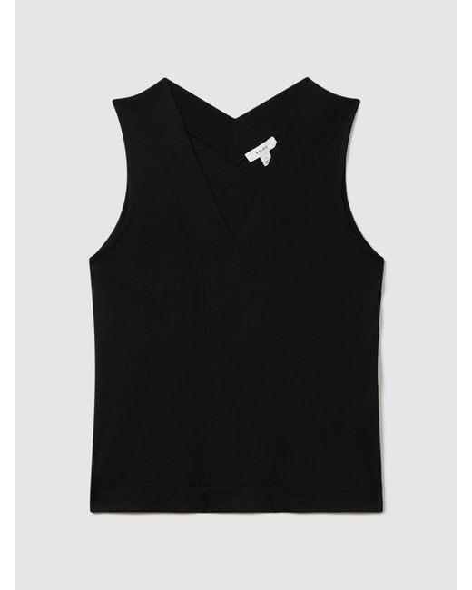 Reiss Black V-Neck Shell Top