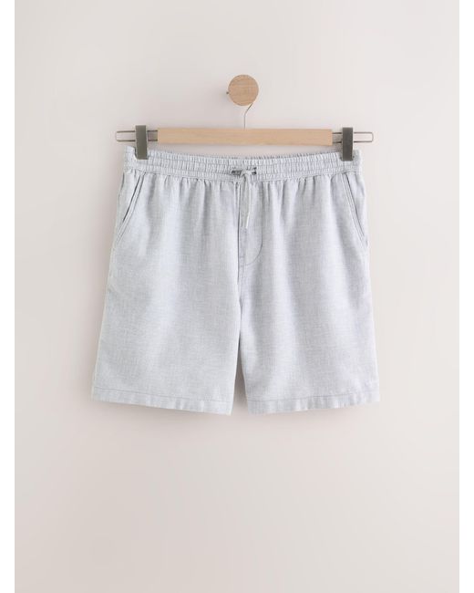 Next Gray Linen Blend Elasticated Waist Shorts for men