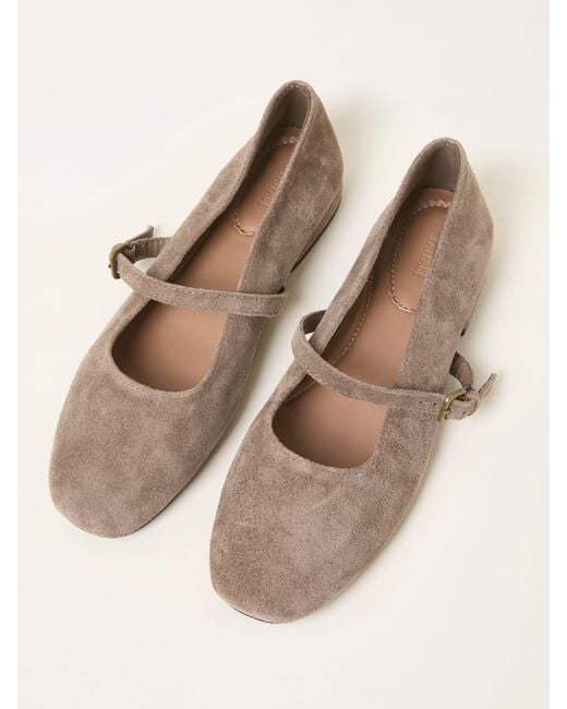 FatFace Natural Fatface Suede Mary Jane Flat