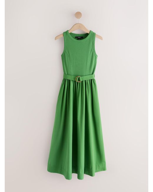 Next Green 2-In-1 Midikleid Aus Gewebtem Materialmix Mit Gürtel